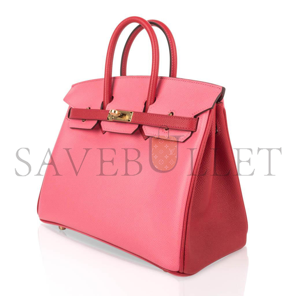 HERMES MASTER BIRKIN 30 EPSOM LIPSTICK PINK AND RED GOLD BUCKLE BAG H028369CK72 (30*23*15cm)